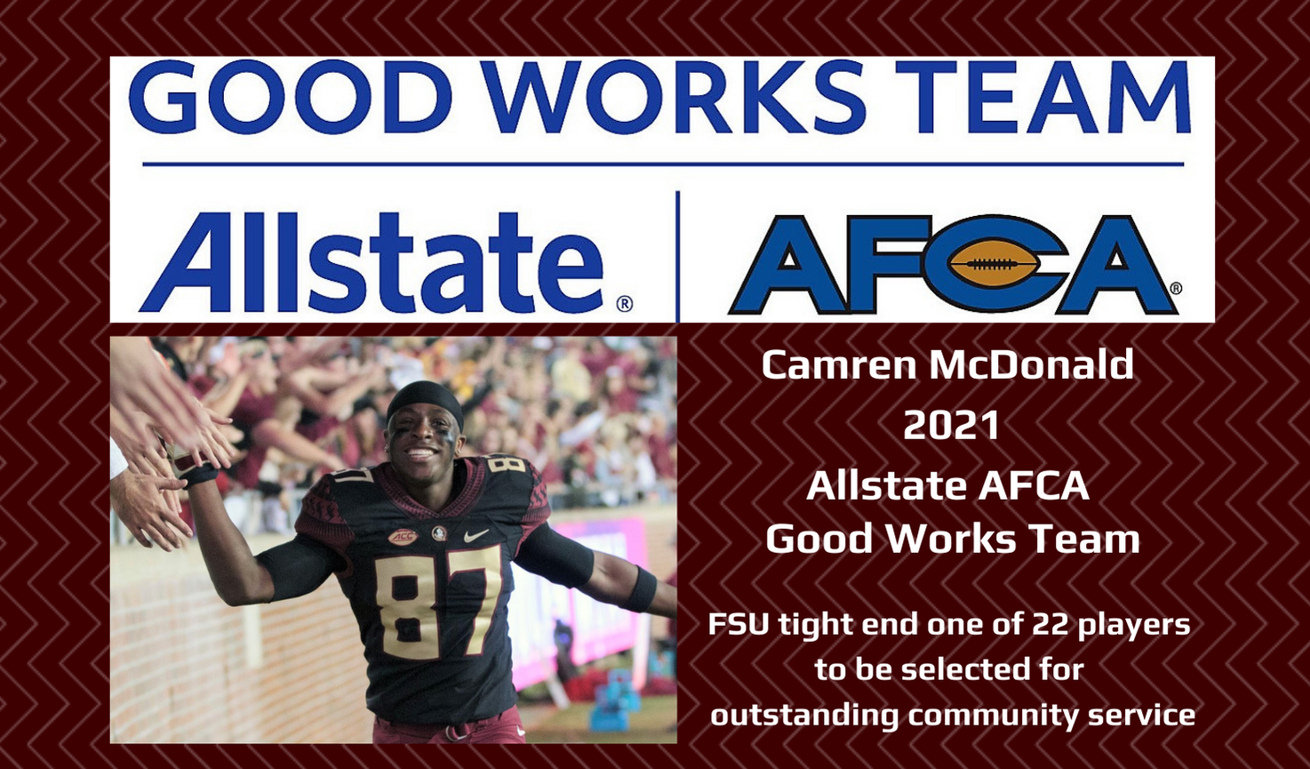 Camren McDonald 2021 Allstate AFCA Good Works Team Foundation for